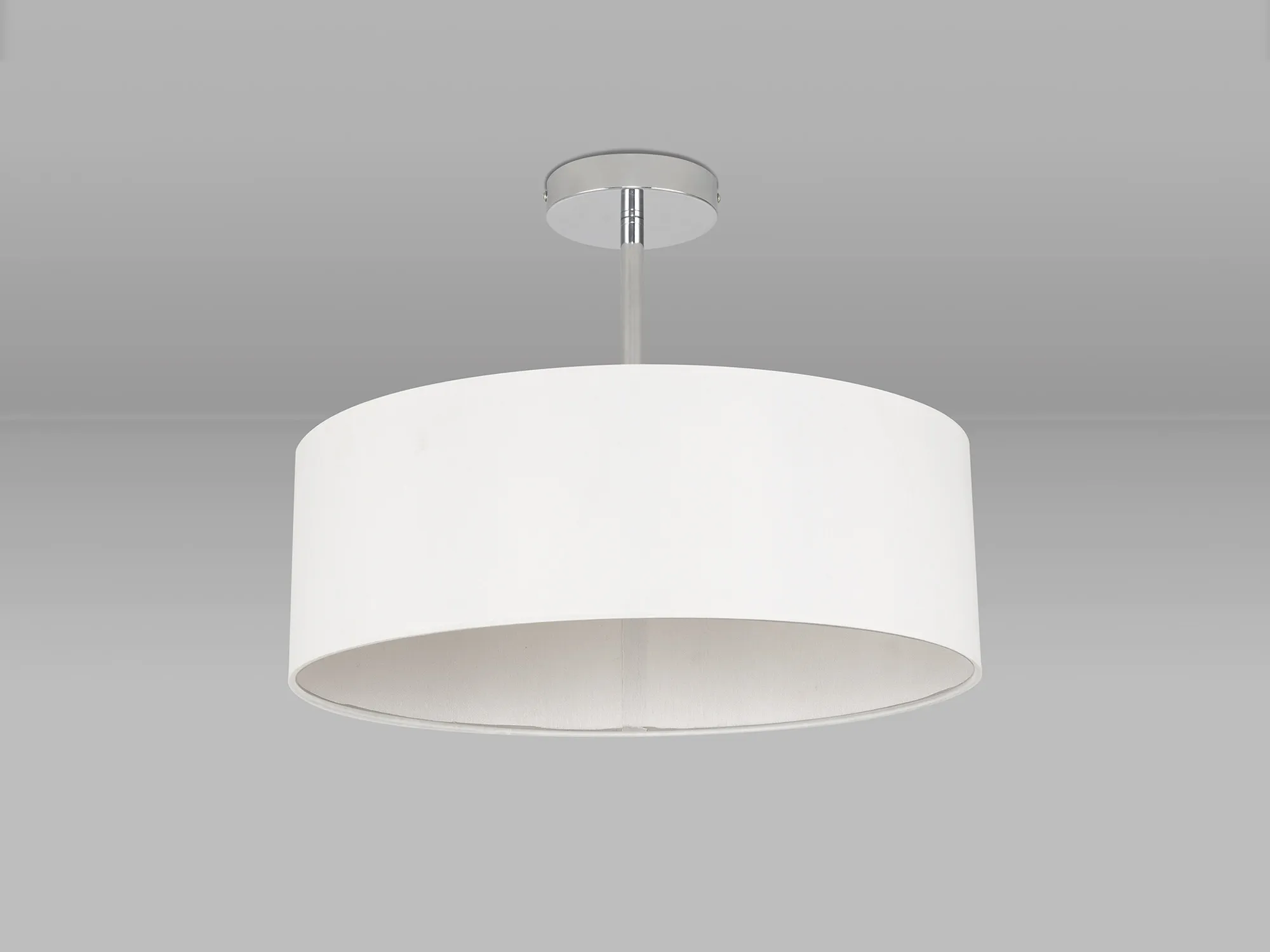 Baymont 45cm Semi Flush 3 Light Polished Chrome, White DK0685  Deco Baymont CH WH